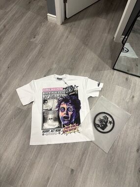 Graphic White Tee with Retro Horror Comic Print
